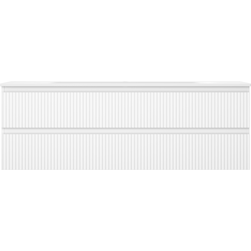 Mexen Rivel kúpeľňová skrinka 140 cm s umývadlom Vela, 2 zásuvky, ryhovaná, biela matná - 91A20-14047-2-BFF01-W23M01