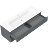 Mexen Rivel kúpeľňová skrinka 140 cm s umývadlom Vela, 2 zásuvky, ryhovaná, grafitová matná/biela matná -
