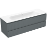 Mexen Rivel kúpeľňová skrinka 140 cm s umývadlom Vela, 2 zásuvky, ryhovaná, grafitová matná/biela matná -