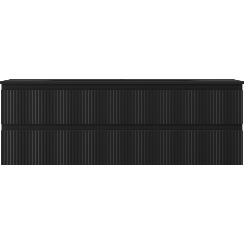 Mexen Rivel kúpeľňová skrinka 140 cm s umývadlom Vela, 2 zásuvky, ryhovaná , čierna matná - 91A20-14047-2-BFF71-W23M71