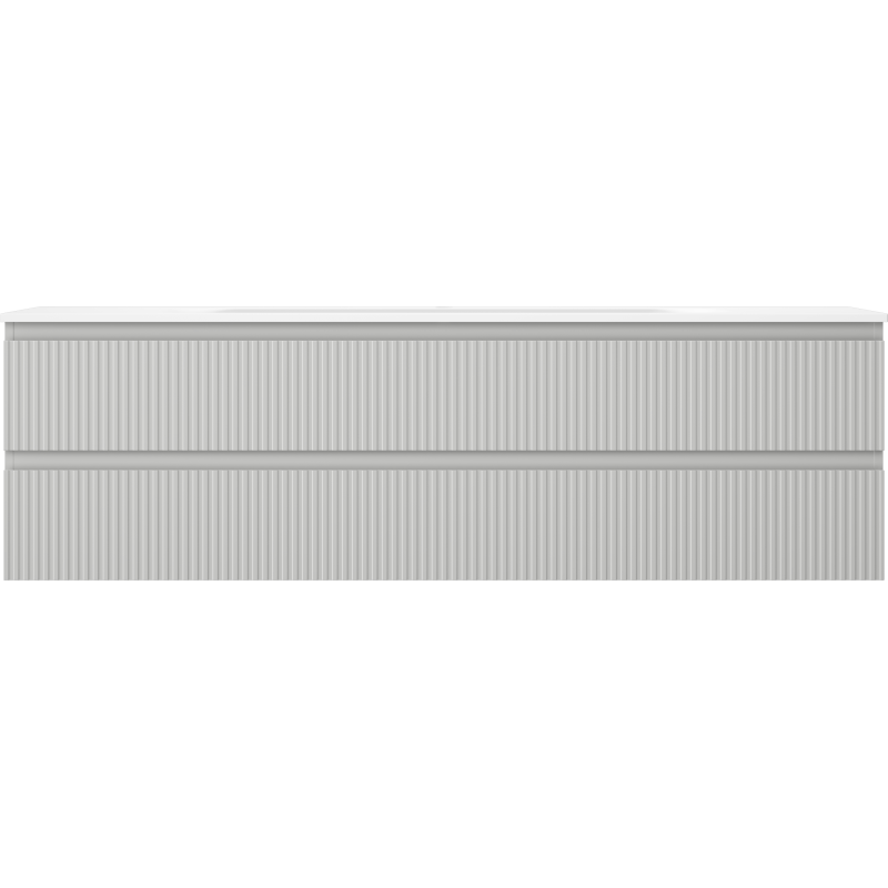 Mexen Rivel kúpeľňová skrinka 160 cm s umývadlom Vela, 2 zásuvky, vrúbkovaná, sivý mat/biely mat -