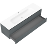 Mexen Rivel kúpeľňová skrinka 160 cm s umývadlom Vela, 2 zásuvky, ryhovaná, grafit mat/biela mat -