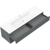 Mexen Rivel kúpeľňová skrinka 160 cm s umývadlom Vela, 2 zásuvky, ryhovaná, grafit mat/biela mat -