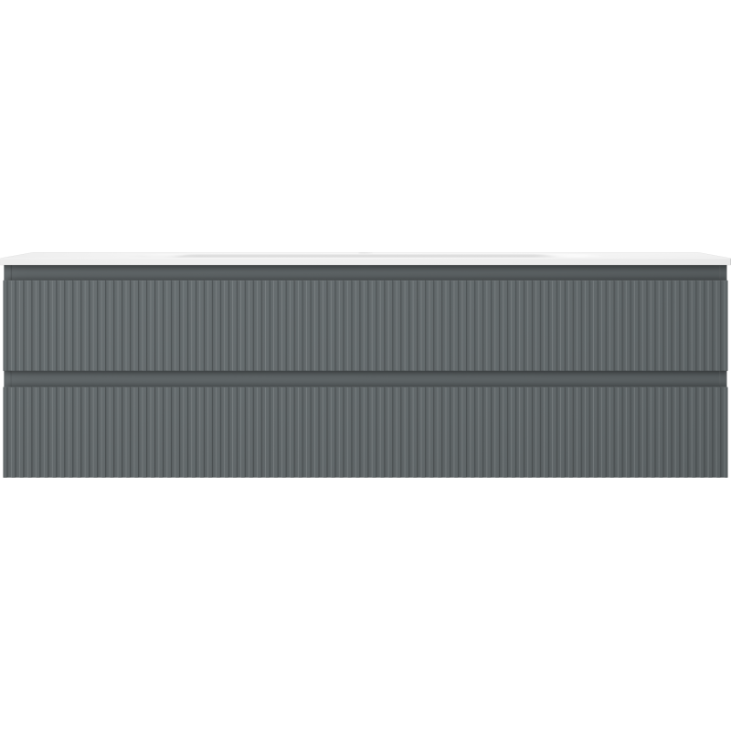 Mexen Rivel kúpeľňová skrinka 160 cm s umývadlom Vela, 2 zásuvky, ryhovaná, grafit mat/biela mat -