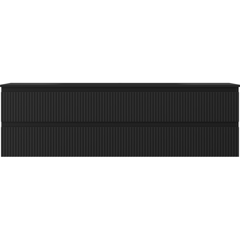 Mexen Rivel kúpeľňová skrinka 160 cm s umývadlom Vela, 2 zásuvky, ryhovaná, čierna matná - 91A20-16047-2-BFF71-W23M71
