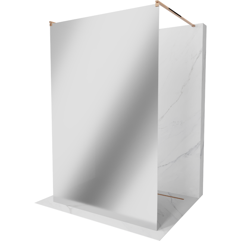 Mexen Kioto sprchová stena voľne stojaca 100 x 200 cm, zrkadlo 8 mm, ružové zlato - 800-100-002-60-50