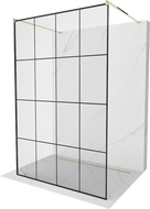 Mexen Kioto voľne stojaca sprchová stena 140 x 200 cm, transparentnéné/čierny vzor 8 mm, zlatá - 800-140-002-50-77