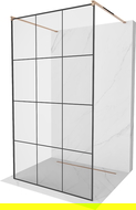 Mexen Kioto voľne stojaca sprchová stena 100 x 200 cm, transparentnéné/čierny vzor 8 mm, zlatoružová - 800-100-002-60-77