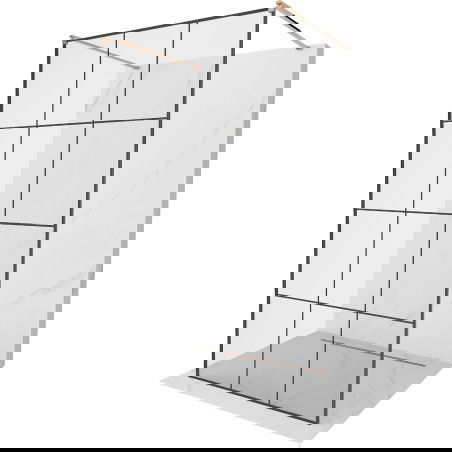 Mexen Kioto voľne stojaca sprchová stena 120 x 200 cm, čierna mriežka 8 mm, ružové zlato - 800-120-002-60-77