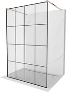 Mexen Kioto voľne stojaca sprchová stena 140 x 200 cm, transparentnéné/čierny vzor 8 mm, zlatoružová - 800-140-002-60-77