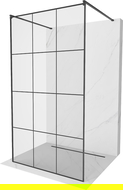 Mexen Kioto voľne stojaca sprchová stena 100 x 200 cm, transparentnéné/čierny vzor 8 mm, čierna - 800-100-002-70-77