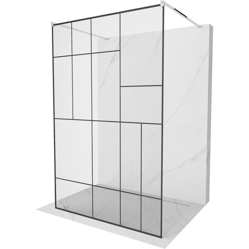 Mexen Kioto samostatne stojaca sprchová stena 140 x 200 cm, čierny vzor 8 mm, chróm - 800-140-002-01-78