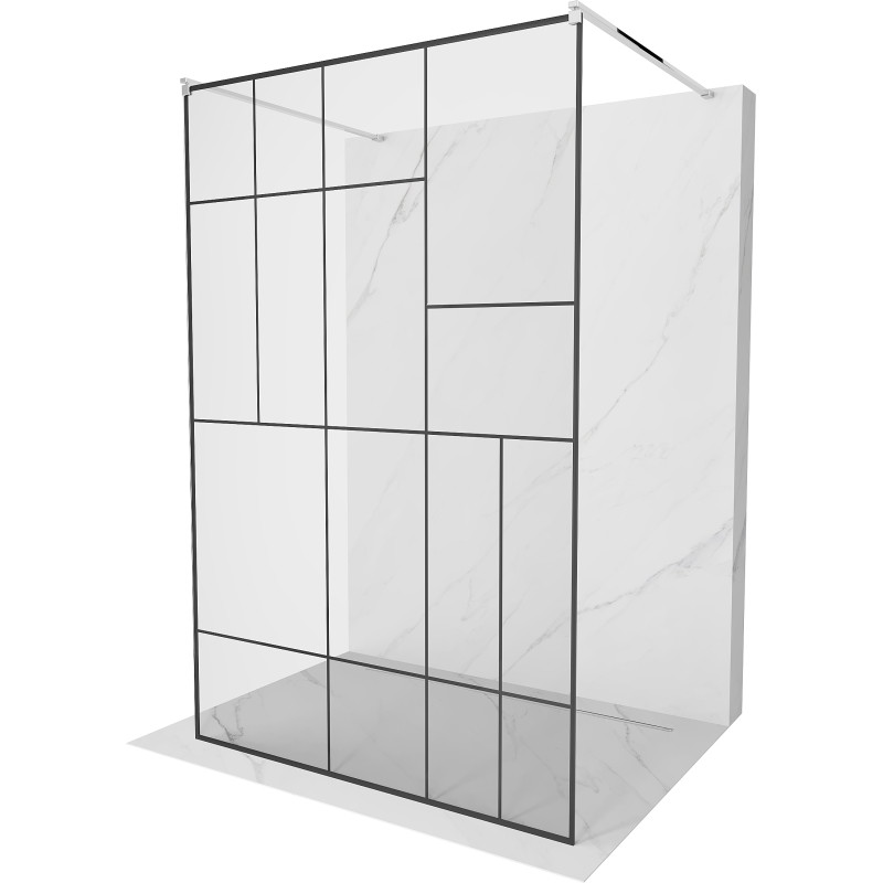 Mexen Kioto voľne stojaca sprchová stena 140 x 200 cm, čierny vzor 8 mm, chróm - 800-140-002-01-78