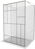 Mexen Kioto voľne stojaca sprchová stena 140 x 200 cm, transparentnéné/čierny vzor 8 mm, zlatá - 800-140-002-50-78