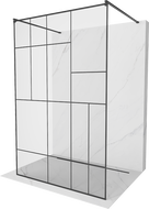 Mexen Kioto voľne stojaca sprchová zástena 100 x 200 cm, čierny vzor 8 mm, čierna - 800-100-002-70-78