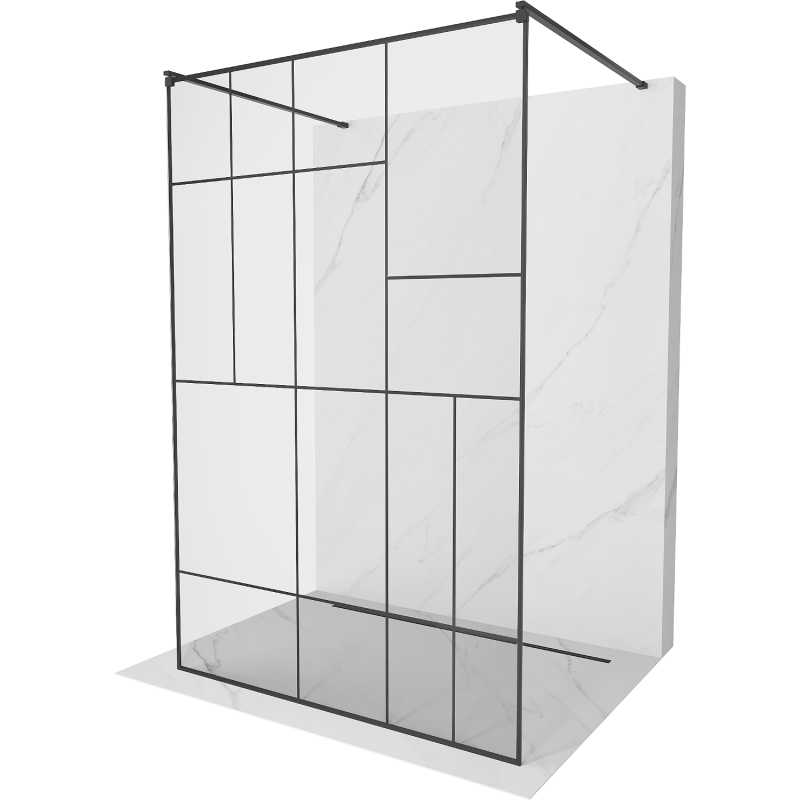 Mexen Kioto samostatná sprchová stena 110 x 200 cm, čierny vzor 8 mm, čierna - 800-110-002-70-78