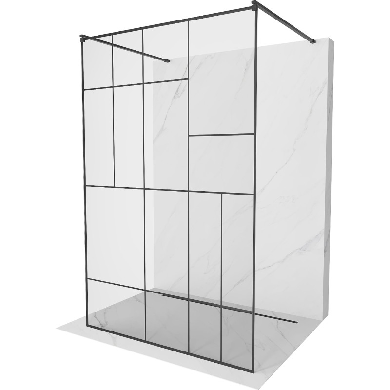 Mexen Kioto voľne stojacia sprchová stena 110 x 200 cm, čierny vzor 8 mm, čierna - 800-110-002-70-78