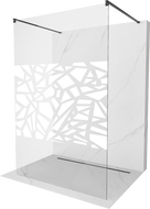 Mexen Kioto voľne stojaca sprchová stena 100 x 200 cm, biely vzor 8 mm, čierna - 800-100-002-70-85