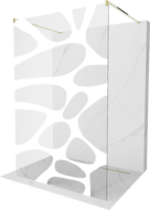 Mexen Kioto voľne stojaca sprchová stena 100 x 200 cm, biela vlna 8 mm, zlatá - 800-100-002-50-97