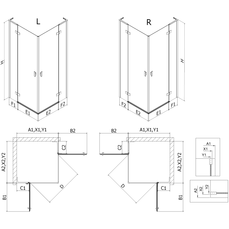 Mexen Mist-H L Duo sprchový kút ľavý 120 x 80 cm, transparentný, zlatý kartáčovaný - 8A5L-120L-080P-55-00