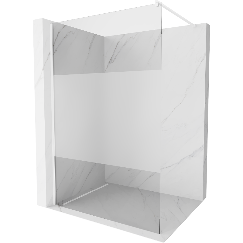 Mexen Kioto sprchová stena Walk-in 100 x 200 cm, transparentná/matná 8 mm, biela - 800-100-101-20-35