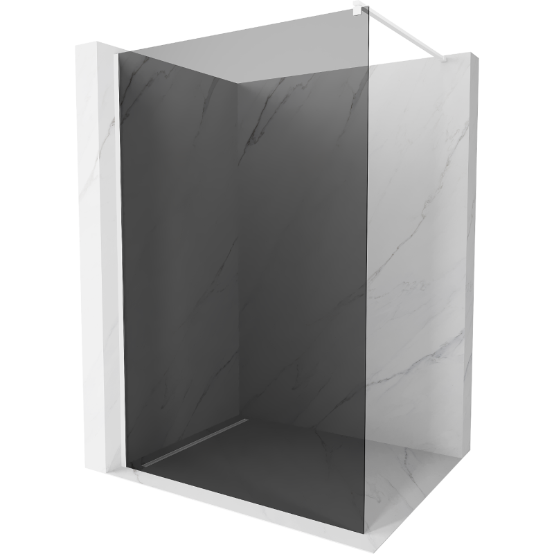 Mexen Kioto sprchová stena Walk-in 70 x 200 cm, grafit 8 mm, biela - 800-070-101-20-40