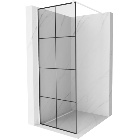 Mexen Kioto sprchová stena 80 x 200 cm, transparentnéné/čierny vzor 8 mm, biela - 800-080-101-20-77