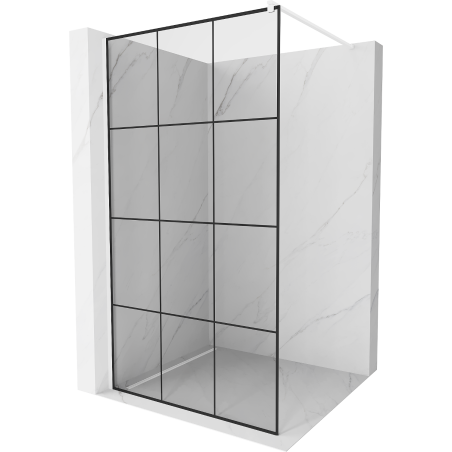 Mexen Kioto sprchová stena Walk-in 100 x 200 cm, čierna mriežka 8 mm, biela - 800-100-101-20-77
