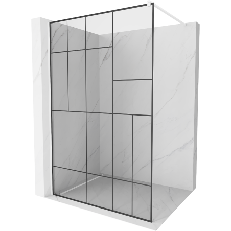 Mexen Kioto sprchový panel Walk-in 100 x 200 cm, čierny vzor 8 mm, biely - 800-100-101-20-78