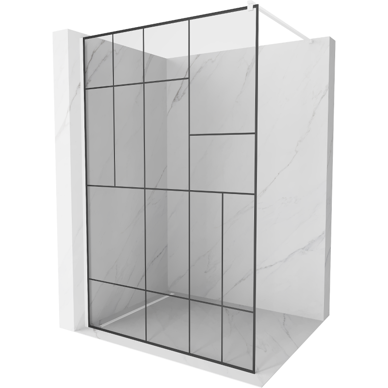 Kioto sprchová stena Walk-in 110 x 200 cm, čierny vzor 8 mm, biela - 800-110-101-20-78