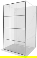 Mexen Kioto voľne stojaca sprchová stena 100 x 200 cm, transparentnéné/čierny vzor 8 mm, biela - 800-100-002-20-77