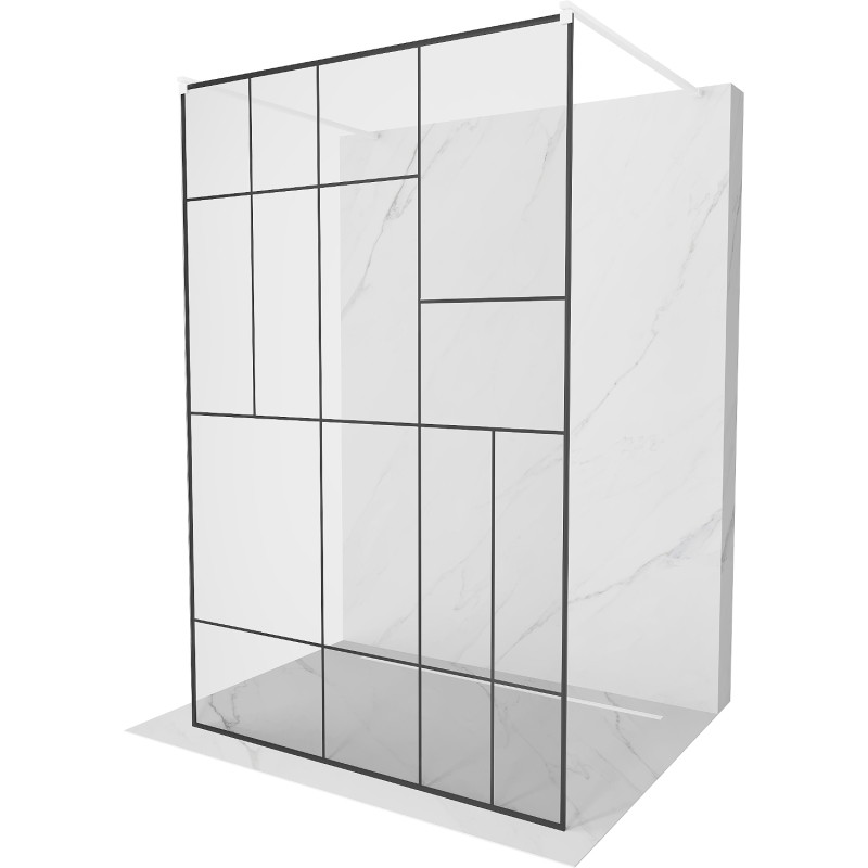 Mexen Kioto samostatne stojaca sprchová stena 120 x 200 cm, čierny vzor 8 mm, biela - 800-120-002-20-78
