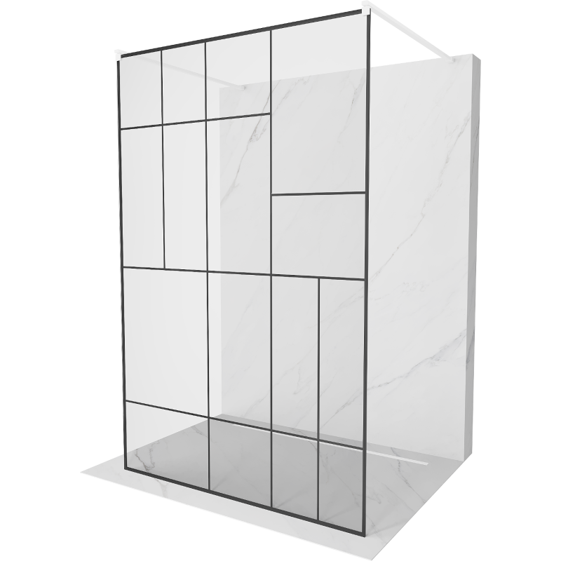Mexen Kioto voľne stojaca sprchová stena 120 x 200 cm, transparentnéné/čierny vzor 8 mm, biela - 800-120-002-20-78