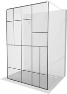 Mexen Kioto voľne stojaca sprchová stena 130 x 200 cm, čierny vzor 8 mm, biela - 800-130-002-20-78