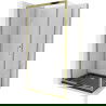 Mexen Apia sprchový kút posuvný 140 x 90 cm, transparentný, zlatý + vanička Flat, čierna - 840-140-090-50-00-4070G