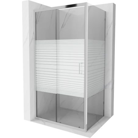 Mexen Apia zasúvacia sprchová kabína 105 x 90 cm, biele pásy, chróm - 840-105-090-01-20