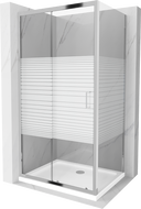 Mexen Apia sprchová kabína, posuvné dvere 100 x 80 cm, pruhy, chrómová + závesný bidet Flat - 840-100-080-01-20-4010