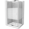 Mexen Apia sprchová kabína, posuvné dvere 100 x 90 cm, pruhy, chrómová + závesný bidet Flat - 840-100-090-01-20-4010