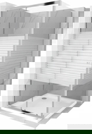 Mexen Apia posuvná sprchová kabína 100 x 100 cm, biele pruhy, chróm + brodzik Flat - 840-100-100-01-20-4010