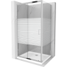 Mexen Apia posuvný sprchový kút 120 x 90 cm, biele pásy, chróm + vanička Flat - 840-120-090-01-20-4010