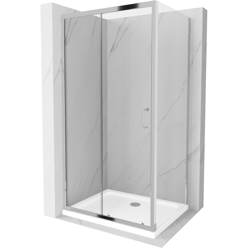 Mexen Apia posuvná sprchová kabína 90 x 70 cm, transparentná, chróm + vanička Flat - 840-090-070-01-00-4010