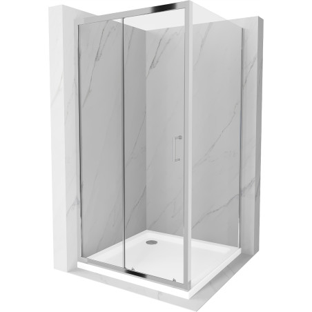 Mexen Apia sprchová kabína, posuvné dvere 90 x 90 cm, transparentnéné, chrómová + závesný bidet Flat - 840-090-090-01-00-4010