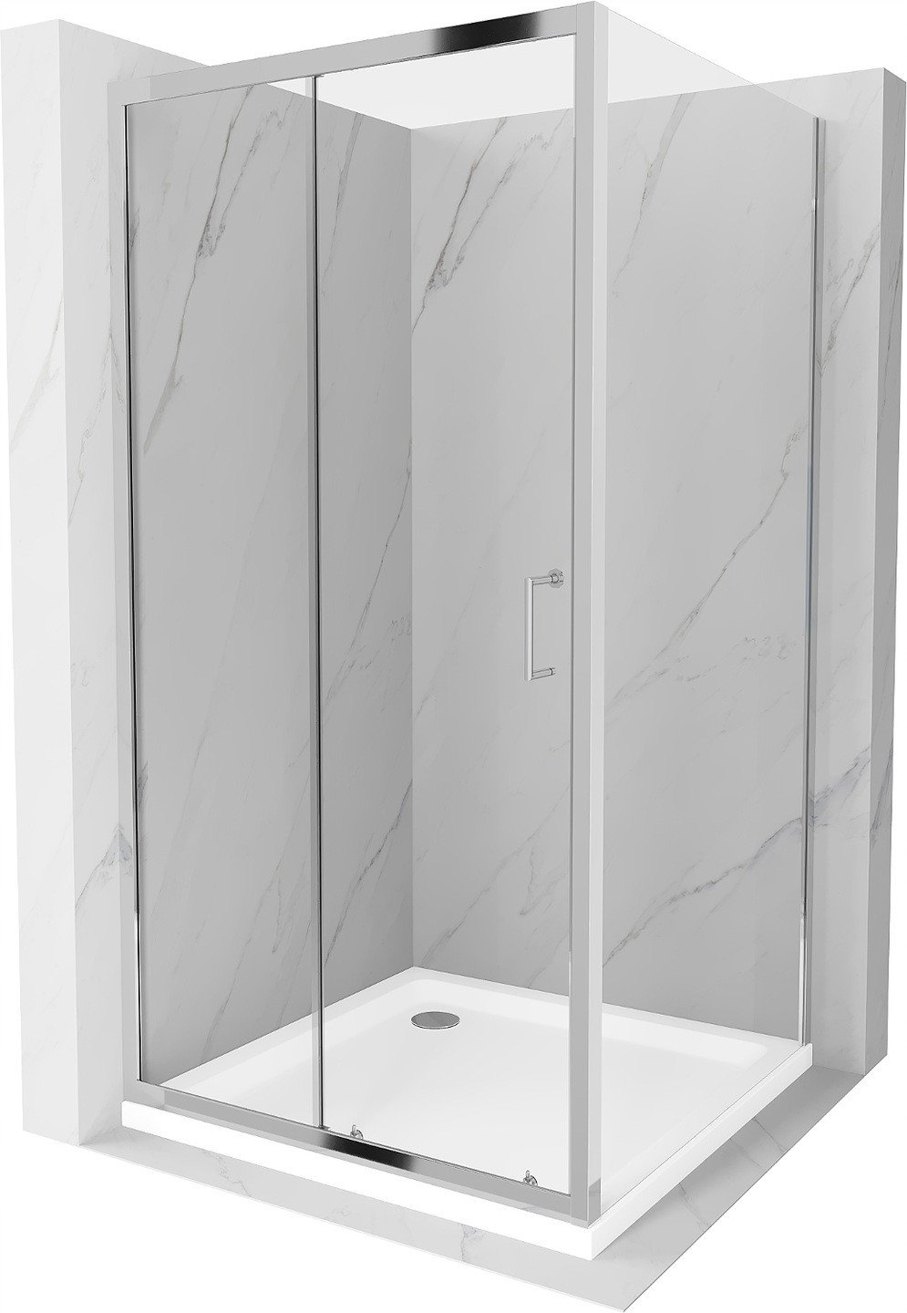 Mexen Apia sprchová kabína, posuvné dvere 90 x 90 cm, transparentnéné, chrómová + závesný bidet Flat - 840-090-090-01-00-4010