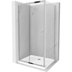 Mexen Apia sprchová kabína, posuvné dvere 100 x 90 cm, transparentnéné, chrómová + závesný bidet Flat - 840-100-090-01-00-4010