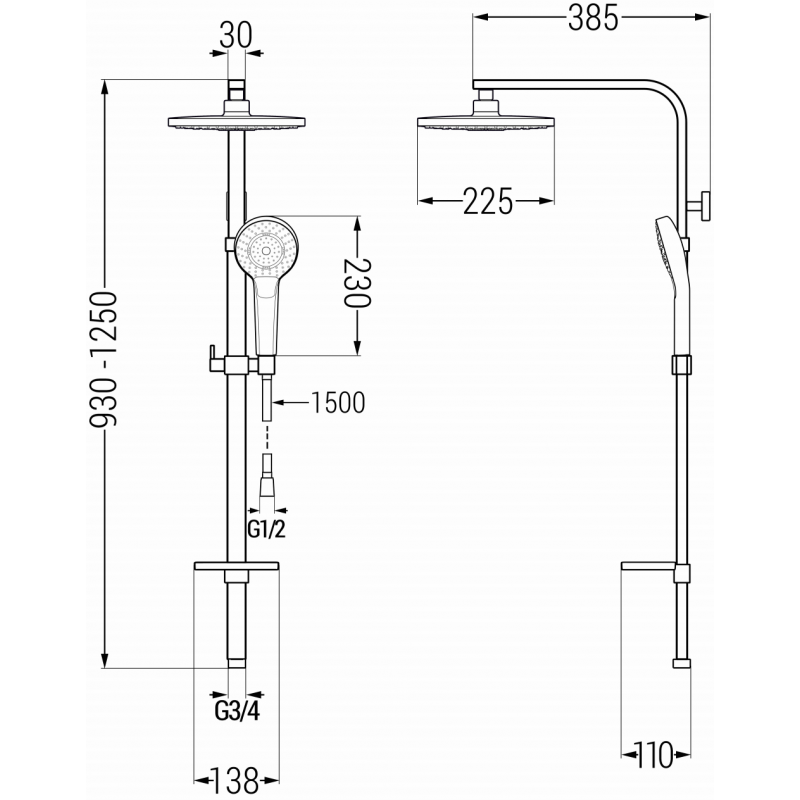 Mexen Q05 sprchový set, chróm/biela - 798050595-00