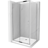 Mexen Apia sprchová kabína, posuvné dvere 140 x 80 cm, transparentnéné, chrómová + závesný bidet Flat - 840-140-080-01-00-4010