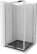 Mexen Apia posuvný sprchový kút 100 x 100 cm, transparentný, chróm + čierna vanička Flat - 840-100-100-01-00-4070