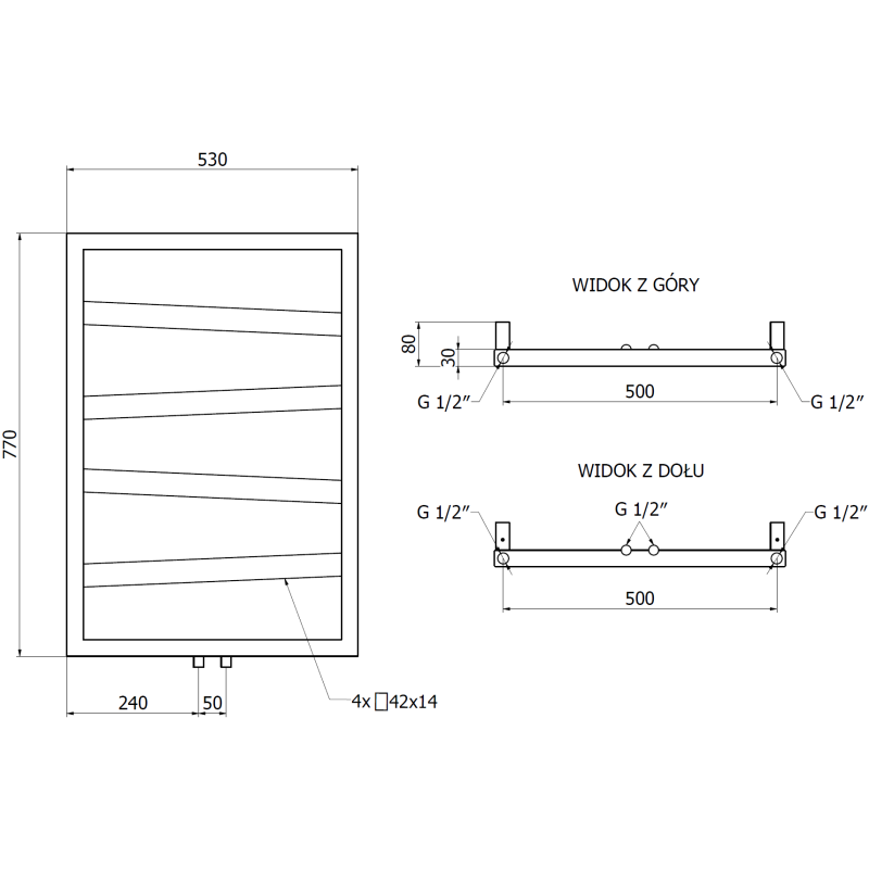 Mexen Zoom dekoračný kúpeľňový radiátor 770 x 530 mm, 275 W, antracit - W130-0770-530-00-66