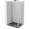 Mexen Apia sprchový kút posuvný 120 x 100 cm, transparentný, chróm + vanička Flat, čierna - 840-120-100-01-00-4070