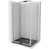 Mexen Apia sprchový kút posuvný 130 x 80 cm, transparentný, chróm + vanička Flat, čierny - 840-130-080-01-00-4070